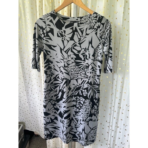 H Collection Petites Hawaiian Inspired Tropical Graphic Leaves Sheath Dress XS - Picture 2 of 5